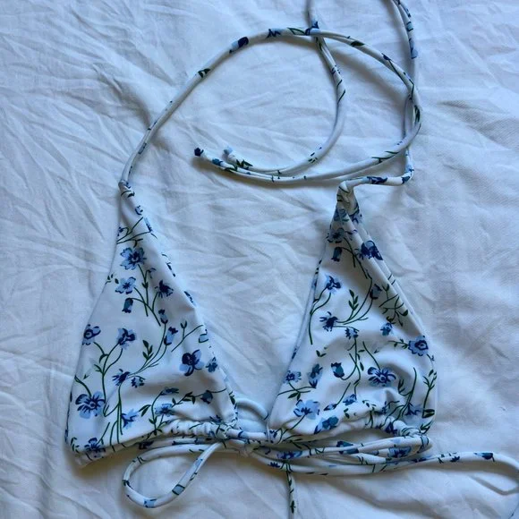 SOLD!! Sanori Swim Cheeky Bikini Set - Kaula White and Blue Flower Print, Small - Picture 3 of 11